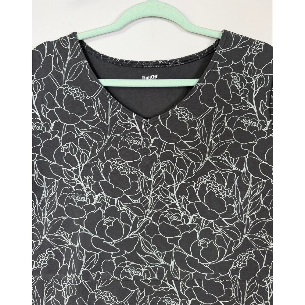 Duluth NoGA Naturale Cotton Short Sleeve Dress Gray Floral XXL Casual UPF 40 NWT - Picture 4 of 9